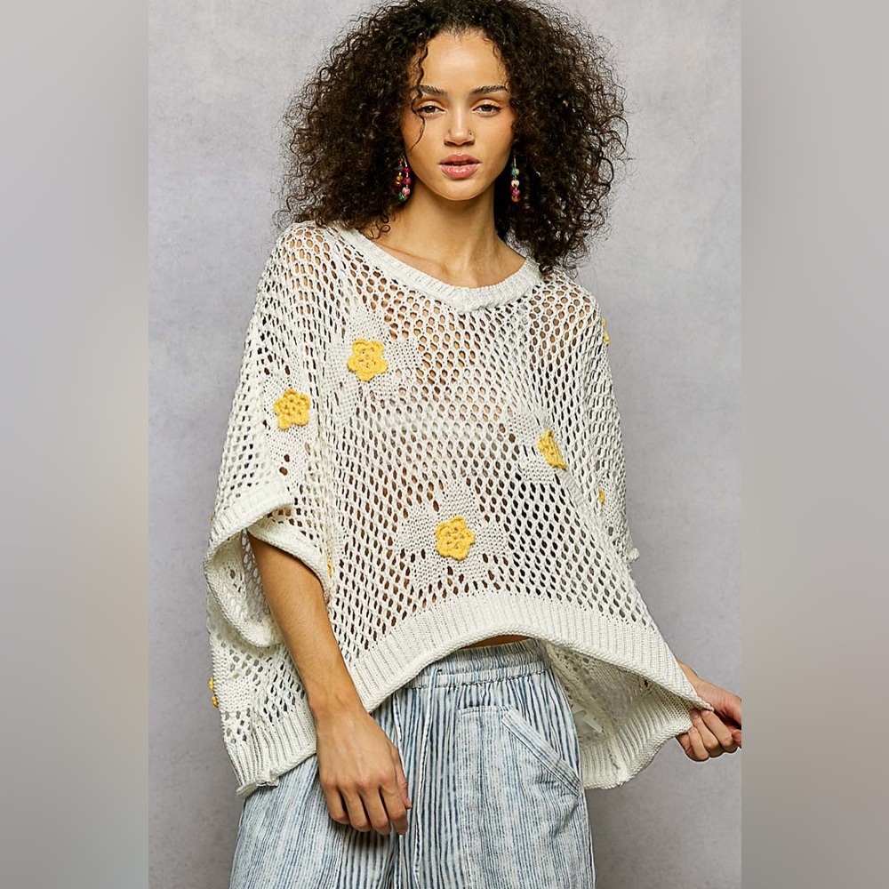 POL “ Daisy Dreams “ Crochet Sweater Top | Buttercup - Picture 9 of 9